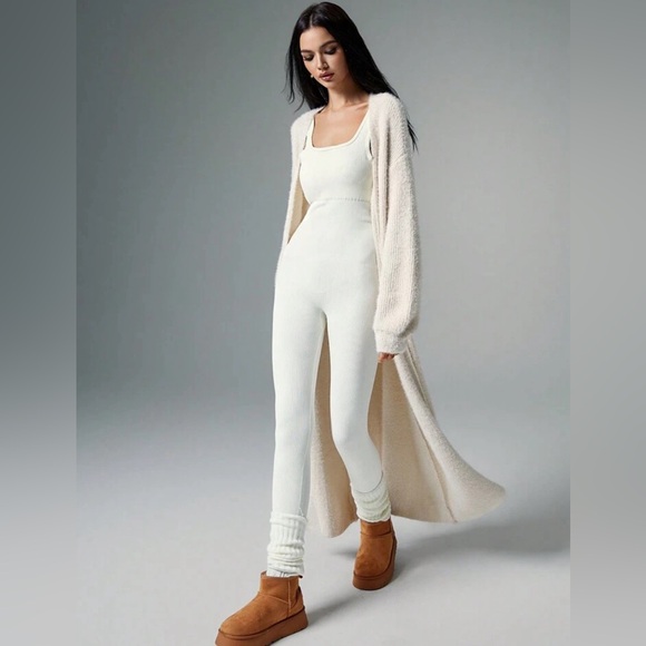 Beige Extra long Maxi Cardigan With Open Front - Picture 2 of 6